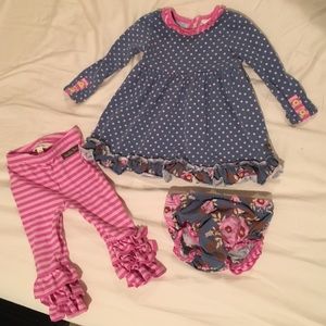 Matilda Jane 6-12 mo set - dress, DC & pants